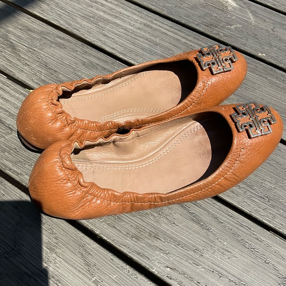 Tory Burch MINNIE TRAVEL Malinda BALLET Flats Royal Tan/Gold Style 30432 5930 🥿 - Picture 6 of 7
